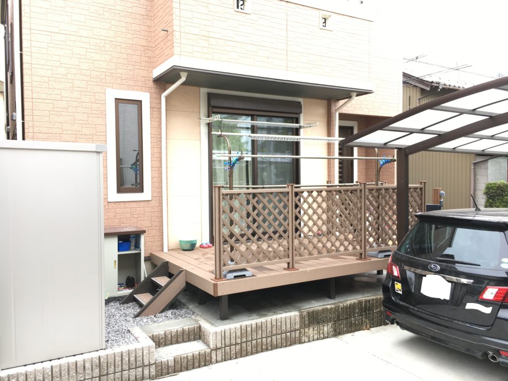 愛知県津島市G様邸の外構エクステリア(駐車場リフォーム・ウッドデッキ設置工事)が無事完了致しました。|パートナーホーム
