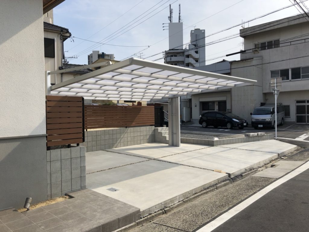 愛知県名古屋市昭和区K様邸の2台用カーポート設置工事完了しました。|パートナーホーム