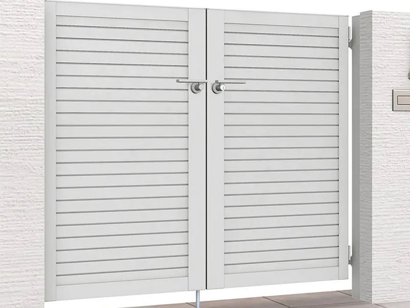 LIXIL　開き門扉ABシリーズ　YM2型・TM1型【外構エクステリア商品】LIXIL　外構　門扉　アルミ形材　モダン　シンプル　 おしゃれ　エクステリア　愛知・名古屋の外構専門店パートナーホームのエクステリア製品一覧 開き門扉AB　YM2型 07-12 両開き ナチュラルシルバーF|パートナーホーム