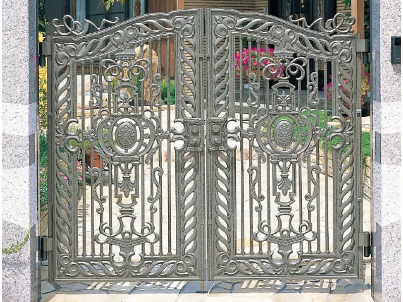 LIXIL　ラファール・潮紋【外構エクステリア商品】LIXIL　外構　門扉　アルミ鋳物門扉　モダン　 おしゃれ　エクステリア　愛知・名古屋の外構専門店パートナーホームのエクステリア製品一覧 　ラファール　08-14 両開き 柱使用 シルバーグリーン|パートナーホーム