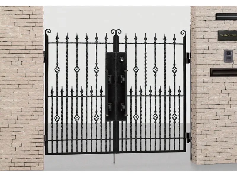 LIXIL　外構　門扉　アルミ鋳物門扉　モダン　 おしゃれ　エクステリア　愛知・名古屋の外構専門店パートナーホームのエクステリア製品一覧　クラシコシリーズ　デコシリーズ　ヴィア・ル・クラシコ　トラッド　08-14 両開き 柱使用 アンティークカッパー＋ブラック|パートナーホーム