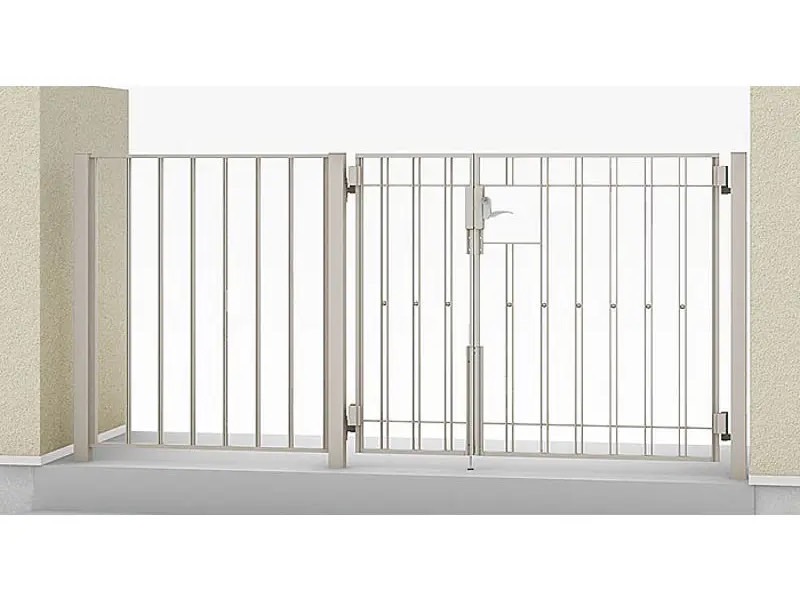 LIXIL　外構　門扉　アルミ鋳物門扉　モダン　 おしゃれ　エクステリア　愛知・名古屋の外構専門店パートナーホームのエクステリア製品一覧　アーキキャスト　ポーチ取付仕様　BT型 04・08-10 親子仕様 埋込施工用門柱使用←シャイングレー|パートナーホーム