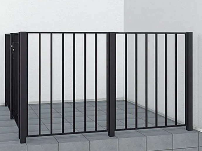 LIXIL　外構　門扉　アルミ鋳物門扉　モダン　 おしゃれ　エクステリア　愛知・名古屋の外構専門店パートナーホームのエクステリア製品一覧　アーキキャストフェンスFT型・FY型・FK型ポーチ取付仕様 FT型ポーチ取付仕様 ブラック 埋込施工用柱 W09|パートナーホーム