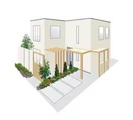 LIXIL　敷地を間取る　外構　モダン　 おしゃれ　エクステリア　愛知・名古屋の外構専門店パートナーホームのエクステリア製品一覧　プラスG　Step5 自然の素材でプランに潤いを与える シンボルツリーなどグリーンや、いろいろなマテリアルを取り込み、ナチュラルで心地よい空間をつくります。|パートナーホーム