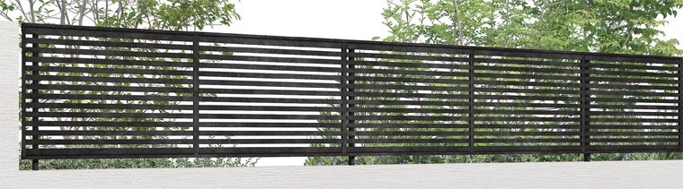 LIXIL　フェンス　外構　モダン　 おしゃれ　エクステリア　愛知・名古屋の外構専門店パートナーホームのエクステリア　製品一覧　フェンスAAメタル調　MR1型　フリーポールタイプ　ブリュームメタルグレー|パートナーホーム