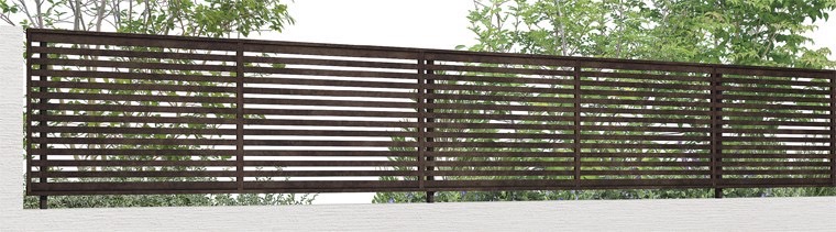 LIXIL　フェンス　外構　モダン　 おしゃれ　エクステリア　愛知・名古屋の外構専門店パートナーホームのエクステリア　製品一覧　フェンスAAメタル調　MR1型　ブリュームメタルブラウン　|パートナーホーム