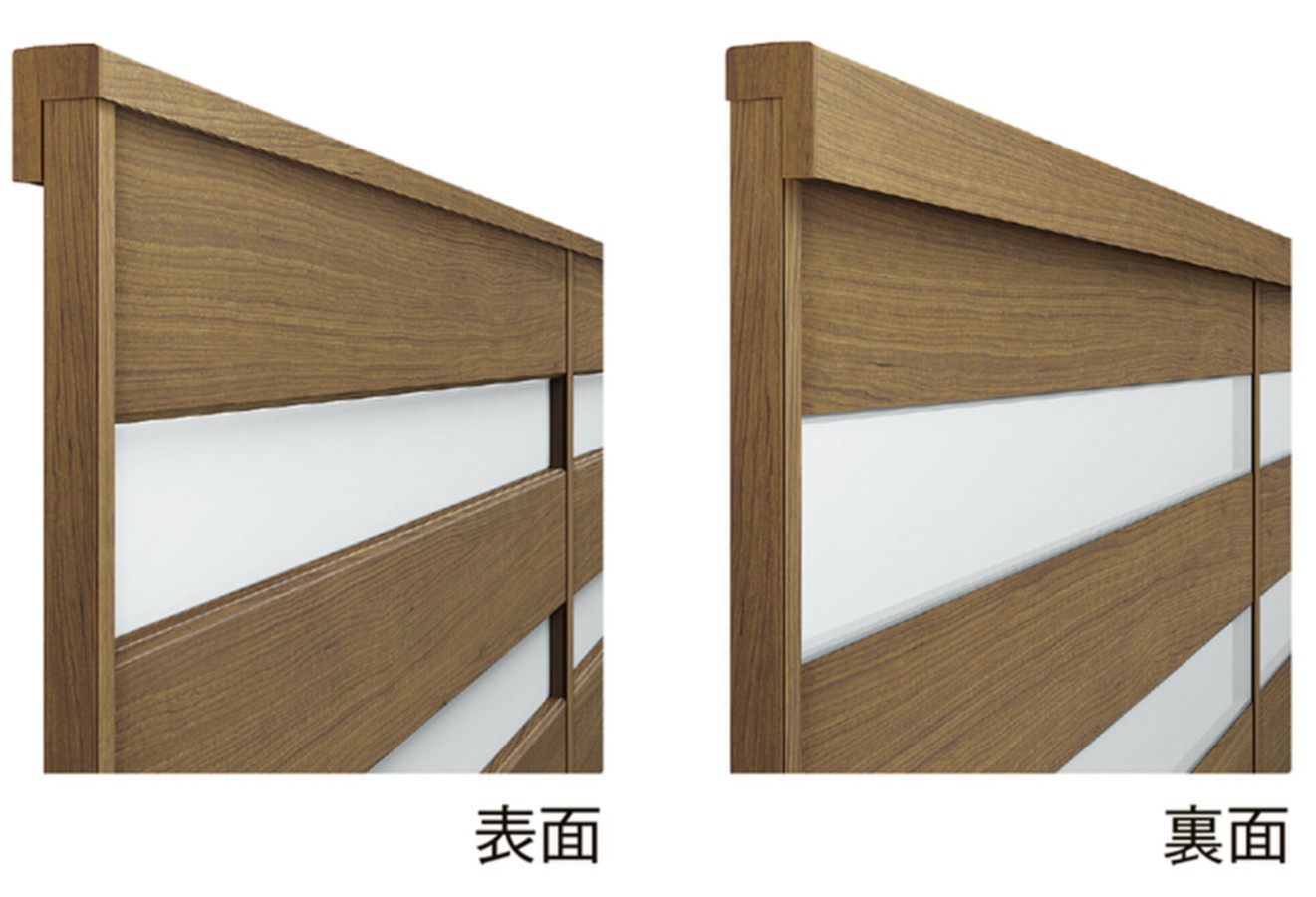 LIXIL　フェンス　外構　モダン　 おしゃれ　エクステリア　愛知・名古屋の外構専門店パートナーホームのエクステリア　製品一覧　フェンスAA木調　YT1型　木調パネルとの間にポリカーボネート板を使用し、目隠しと採光を両立させたデザインです。|パートナーホーム