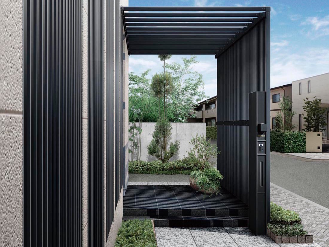 LIXIL　スリットライン　パーゴラスタイル・ビームスタイル・ウォールスタイル【外構エクステリア商品】|サムネイル　フェンス　外構　モダン　 おしゃれ　エクステリア　愛知・名古屋の外構専門店パートナーホームのエクステリア　製品一覧　空間創造スクリーン スリットライン　パーゴラスタイル|パートナーホーム