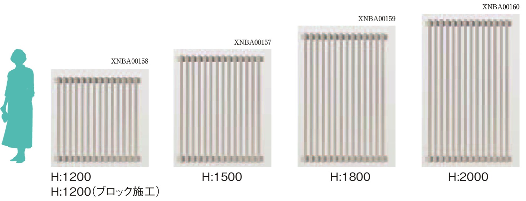 LIXIL　フェンス　外構　モダン　 おしゃれ　エクステリア　愛知・名古屋の外構専門店パートナーホームのエクステリア　製品一覧　空間創造スクリーン スリットライン　高さは、1200・1500・1800・2000mmの4サイズパネルは、ブロック施工用の柱高1200mm用と柱高 1200・1500・1800・2000mmの4サイズ5タイプです。 「フェンススタイル」35✕55たて格子の既存品と同じ高さに納まります。 巾は1200mmです。|パートナーホーム