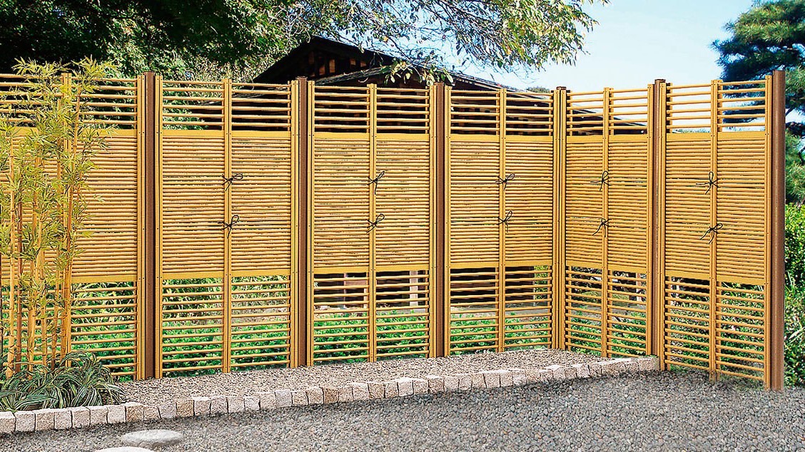 フェンス　和風竹垣フェンス＜京香（きょうか）＞　外構　和風　モダン　 おしゃれ　エクステリア　愛知・名古屋の外構専門店パートナーホームのエクステリア　製品一覧　京香　デザイン御簾垣　3型|パートナーホーム