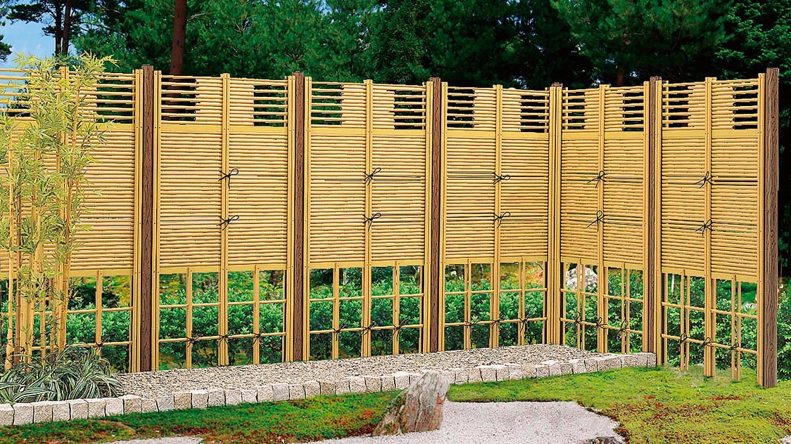 フェンス　和風竹垣フェンス＜京香（きょうか）＞　外構　和風　モダン　 おしゃれ　エクステリア　愛知・名古屋の外構専門店パートナーホームのエクステリア　製品一覧　京香　デザイン御簾垣　2型|パートナーホーム