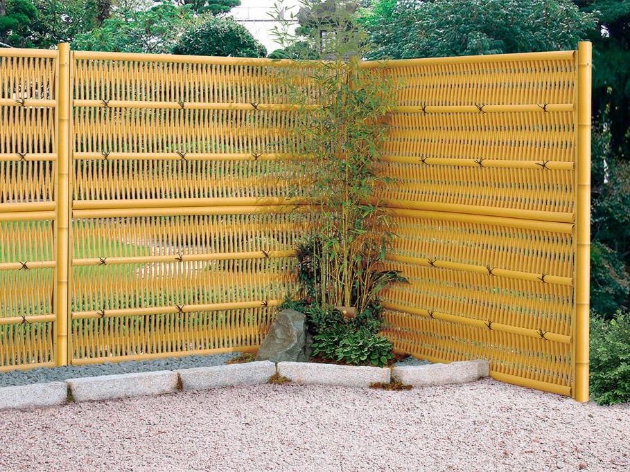 LIXIL　京香　大津垣・玉袖垣【外構エクステリア商品】|フェンス　和風竹垣フェンス＜京香（きょうか）＞　外構　和風　モダン　 おしゃれ　エクステリア　愛知・名古屋の外構専門店パートナーホームのエクステリア　製品一覧　京香　大津垣　真竹 ユニット型 間仕切りタイプ T-18 丸柱：真竹調|パートナーホーム