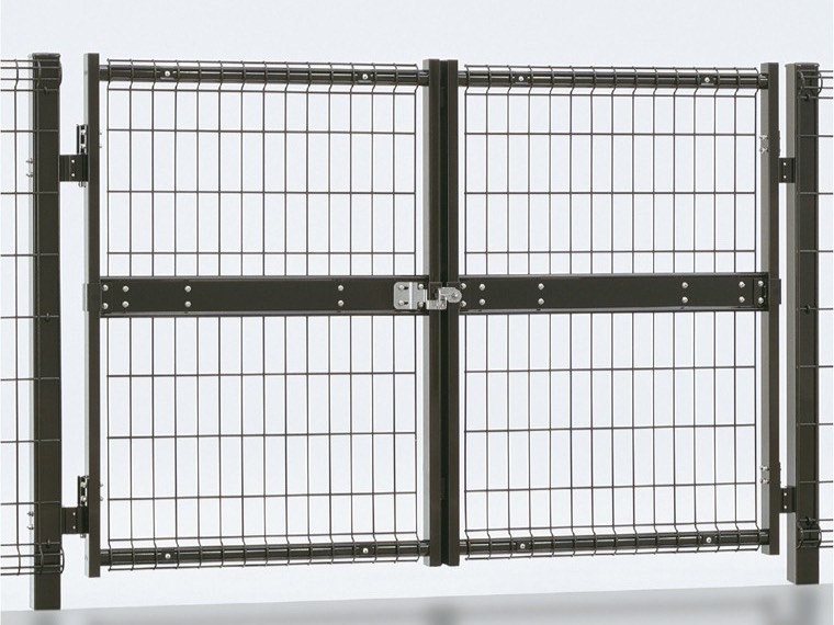 フェンス　スチール　ステンレス　外構　モダン　 おしゃれ　エクステリア　愛知・名古屋の外構専門店パートナーホームのエクステリア　製品一覧　ハイグリッド門扉N8型　ダークブラウン　08-12　両開き|パートナーホーム