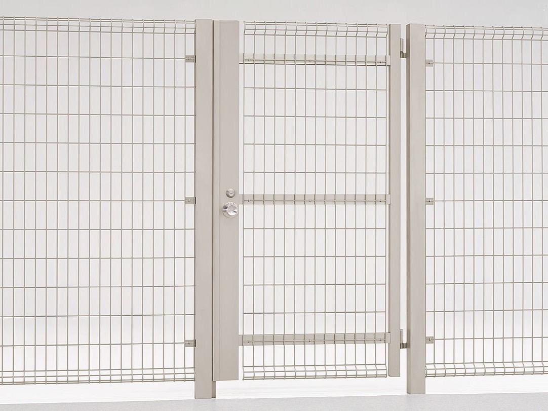 フェンス　スチール　ステンレス　外構　モダン　 おしゃれ　エクステリア　愛知・名古屋の外構専門店パートナーホームのエクステリア　製品一覧　ハイグリッド門扉NF8型　シャイングレー　09-18　片開き|パートナーホーム