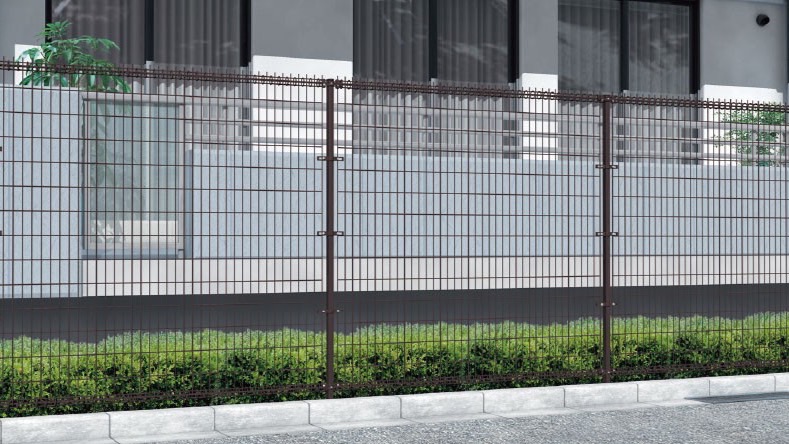 フェンス　スチール　ステンレス　外構　モダン　 おしゃれ　エクステリア　愛知・名古屋の外構専門店パートナーホームのエクステリア　製品一覧　ハイグリッドフェンス剣先1型　ダークブラウン|パートナーホーム