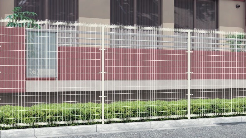 フェンス　スチール　ステンレス　外構　モダン　 おしゃれ　エクステリア　愛知・名古屋の外構専門店パートナーホームのエクステリア　製品一覧　ハイグリッドフェンス剣先1型　ホワイト|パートナーホーム