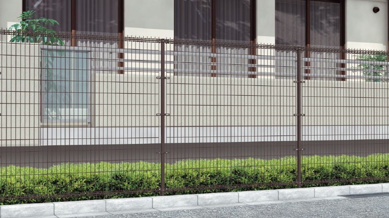 フェンス　スチール　ステンレス　外構　モダン　 おしゃれ　エクステリア　愛知・名古屋の外構専門店パートナーホームのエクステリア　製品一覧　ハイグリッドフェンス剣先1型　オータムブラウン|パートナーホーム