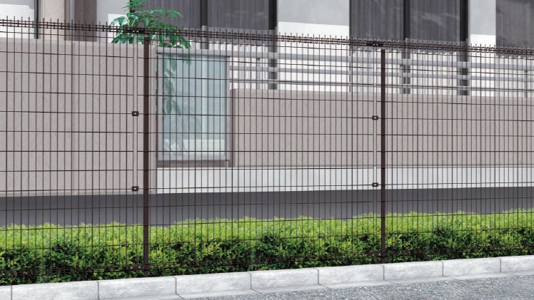 フェンス　スチール　ステンレス　外構　モダン　 おしゃれ　エクステリア　愛知・名古屋の外構専門店パートナーホームのエクステリア　製品一覧　ハイグリッドフェンス剣先2型　ダークブラウン|パートナーホーム