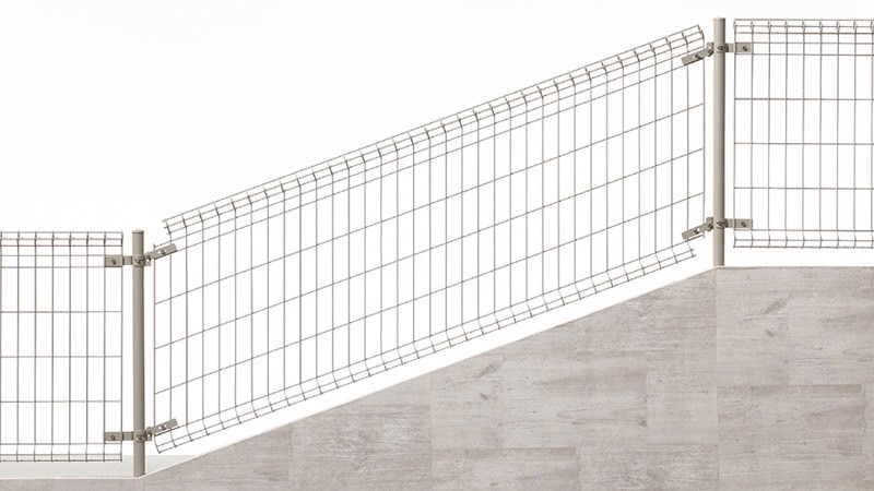 フェンス　スチール　ステンレス　外構　モダン　 おしゃれ　エクステリア　愛知・名古屋の外構専門店パートナーホームのエクステリア　製品一覧　メッシュフェンスAM型　傾斜タイプ|パートナーホーム