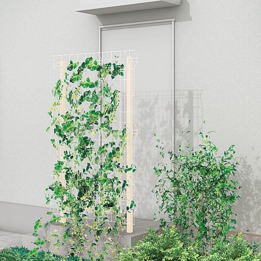 フェンス　スチール　ステンレス　外構　モダン　 おしゃれ　エクステリア　愛知・名古屋の外構専門店パートナーホームのエクステリア　製品一覧　エコリス ウォールメッシュパネル　玄関前の「緑の目隠し」に|パートナーホーム