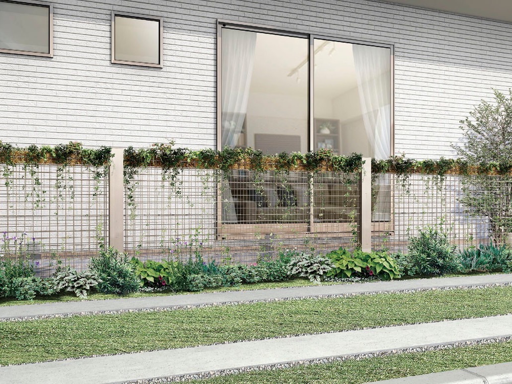 フェンス　スチール　ステンレス　外構　モダン　 おしゃれ　エクステリア　愛知・名古屋の外構専門店パートナーホームのエクステリア　製品一覧　エコリス メッシュパネル　シャイングレー|パートナーホーム