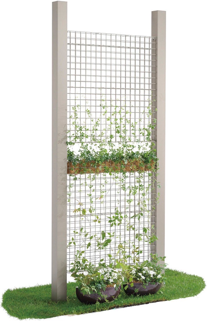 フェンス　スチール　ステンレス　外構　モダン　 おしゃれ　エクステリア　愛知・名古屋の外構専門店パートナーホームのエクステリア　製品一覧　エコリス メッシュパネル　Gフレーム柱を使用して縦につなげれば、緑の目隠しとして隣地境界にも最適です。|パートナーホーム