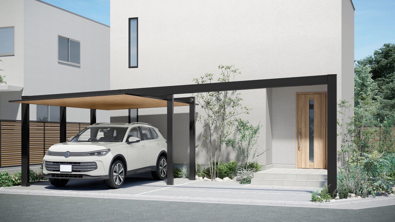 LIXIL　カーポート　外構　モダン　 おしゃれ　エクステリア　愛知・名古屋の外構専門店パートナーホームのエクステリア　製品一覧　カーポートSC　梁延長|パートナーホーム