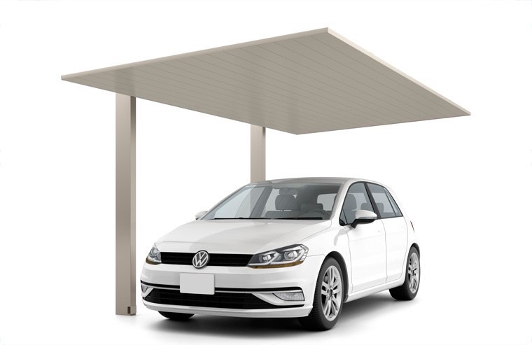 LIXIL　カーポート　外構　モダン　 おしゃれ　エクステリア　愛知・名古屋の外構専門店パートナーホームのエクステリア　製品一覧　カーポートSC　1台用　27-50型 柱・梁：シャイングレーF 屋根材：シャイングレーF|パートナーホーム