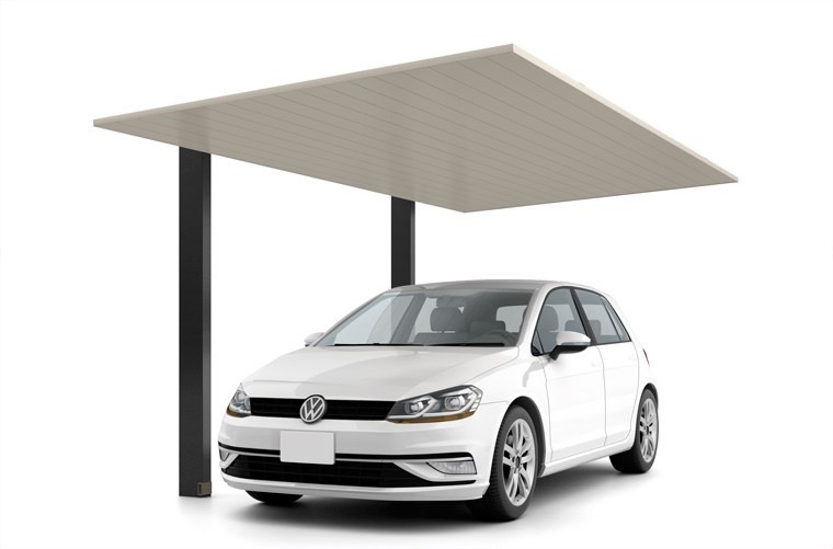 LIXIL　カーポート　外構　モダン　 おしゃれ　エクステリア　愛知・名古屋の外構専門店パートナーホームのエクステリア　製品一覧　カーポートSC　1台用　27-50型 柱・梁：ブラック 屋根材：シャイングレーF|パートナーホーム