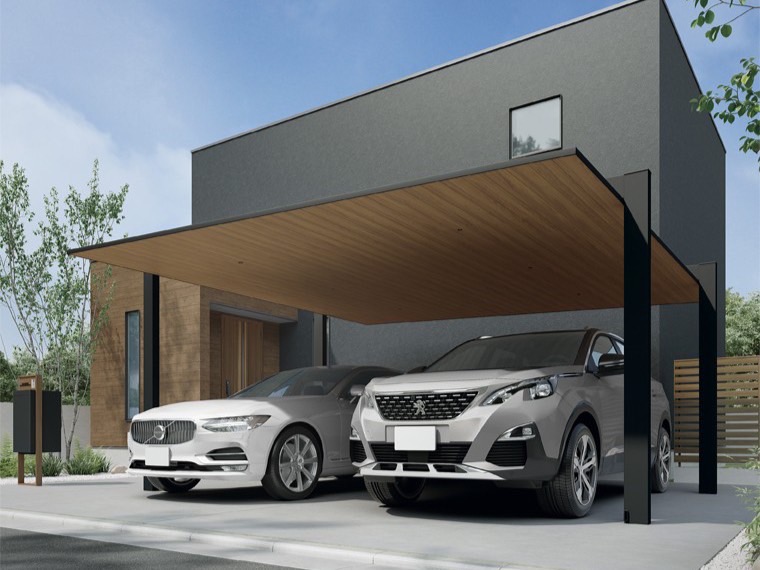 LIXIL　カーポートSC　2台用【外構エクステリア商品】|LIXIL　カーポート　外構　モダン　 おしゃれ　エクステリア　愛知・名古屋の外構専門店パートナーホームのエクステリア　製品一覧　カーポートSC　2台用　|パートナーホーム