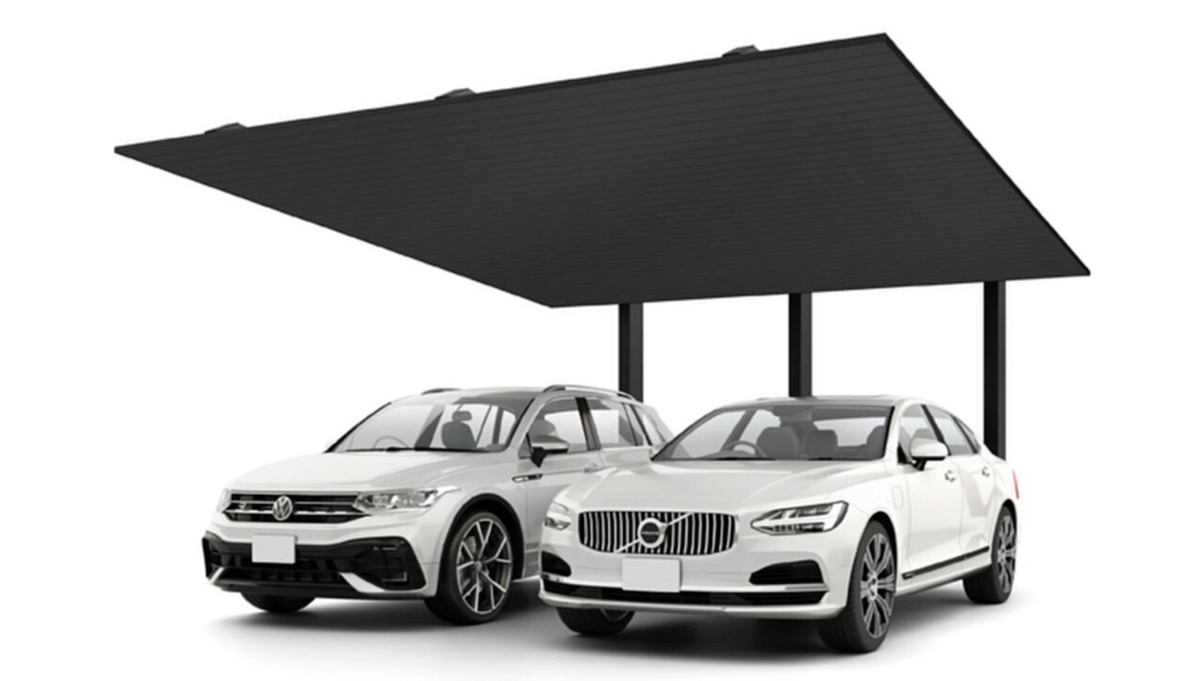 LIXIL　カーポート　外構　モダン　 おしゃれ　エクステリア　愛知・名古屋の外構専門店パートナーホームのエクステリア　製品一覧　カーポートSC　後方支持 2台用　50-55型 柱・梁：ダスクグレー 屋根材：ダスクグレー|パートナーホーム