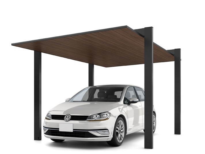 LIXIL　カーポート　外構　モダン　 おしゃれ　エクステリア　愛知・名古屋の外構専門店パートナーホームのエクステリア　製品一覧　カーポートSC1500　1台用　30-50型 柱・梁：ブラック 屋根材：ブラック+クリエモカ|パートナーホーム