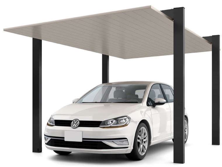 LIXIL　カーポート　外構　モダン　 おしゃれ　エクステリア　愛知・名古屋の外構専門店パートナーホームのエクステリア　製品一覧　カーポートSC1500　1台用　30-50型 柱・梁：ブラック 屋根材：シャイングレーF|パートナーホーム