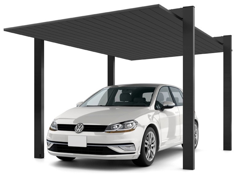 LIXIL　カーポート　外構　モダン　 おしゃれ　エクステリア　愛知・名古屋の外構専門店パートナーホームのエクステリア　製品一覧　カーポートSC1500　1台用　30-50型 柱・梁：ブラック 屋根材：ブラック|パートナーホーム
