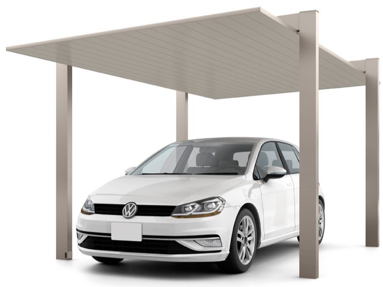 LIXIL　カーポート　外構　モダン　 おしゃれ　エクステリア　愛知・名古屋の外構専門店パートナーホームのエクステリア　製品一覧　カーポートSC1500　1台用　30-50型 柱・梁：シャイングレーF 屋根材：シャイングレーF|パートナーホーム