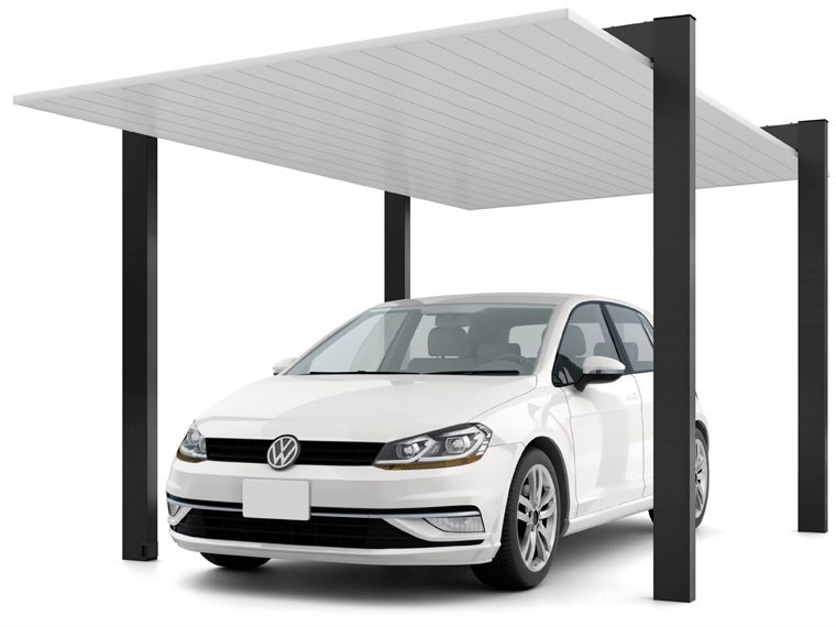 LIXIL　カーポート　外構　モダン　 おしゃれ　エクステリア　愛知・名古屋の外構専門店パートナーホームのエクステリア　製品一覧　カーポートSC1500　1台用　30-50型 柱・梁：ブラック 屋根材：ナチュラルシルバーF|パートナーホーム
