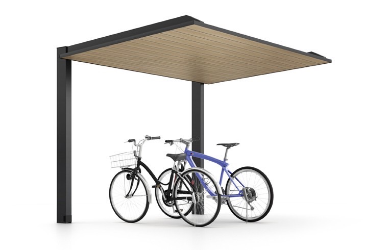 21-29型 柱・梁：ブラック 屋根材：ブラック+オーク　LIXIL　カーポート　外構　モダン　 おしゃれ　エクステリア　愛知・名古屋の外構専門店パートナーホームのエクステリア　製品一覧　カーポートSC　ミニ　|パートナーホーム