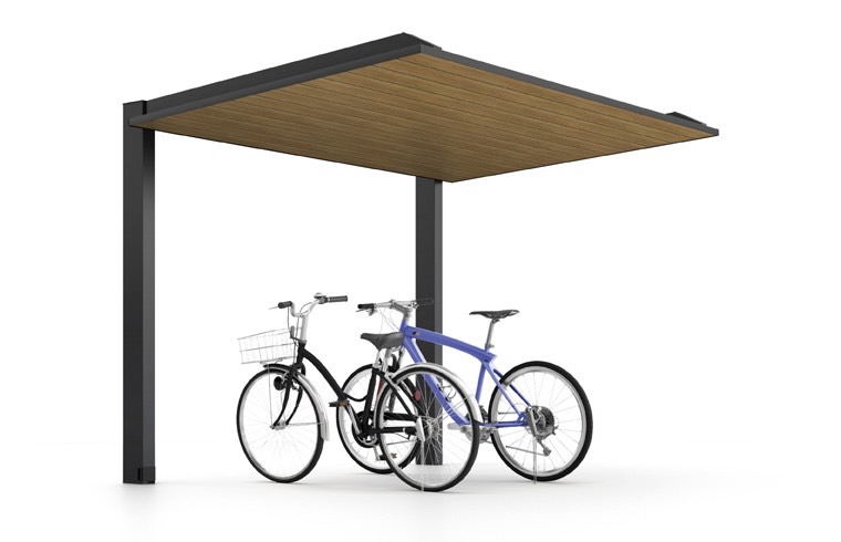 21-29型 柱・梁：ブラック 屋根材：ブラック+チェリーウッド　LIXIL　カーポート　外構　モダン　 おしゃれ　エクステリア　愛知・名古屋の外構専門店パートナーホームのエクステリア　製品一覧　カーポートSC　ミニ　|パートナーホーム