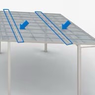 LIXIL　カーポート　外構　モダン　 おしゃれ　エクステリア　愛知・名古屋の外構専門店パートナーホームのエクステリア　製品一覧　アーキフィールド　屋根材ホルダー 強い風の吹き上げに対し、屋根材のヌケを抑えます。 ※写真はアーキデュオ 3台用|パートナーホーム