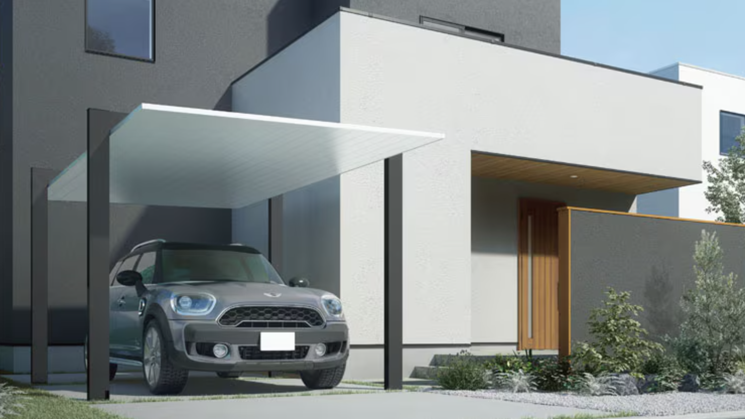 LIXIL　カーポート　外構　モダン　 おしゃれ　エクステリア　愛知・名古屋の外構専門店パートナーホームのエクステリア　製品一覧　カーポートSC　カーポートSC1500　1台用|パートナーホーム