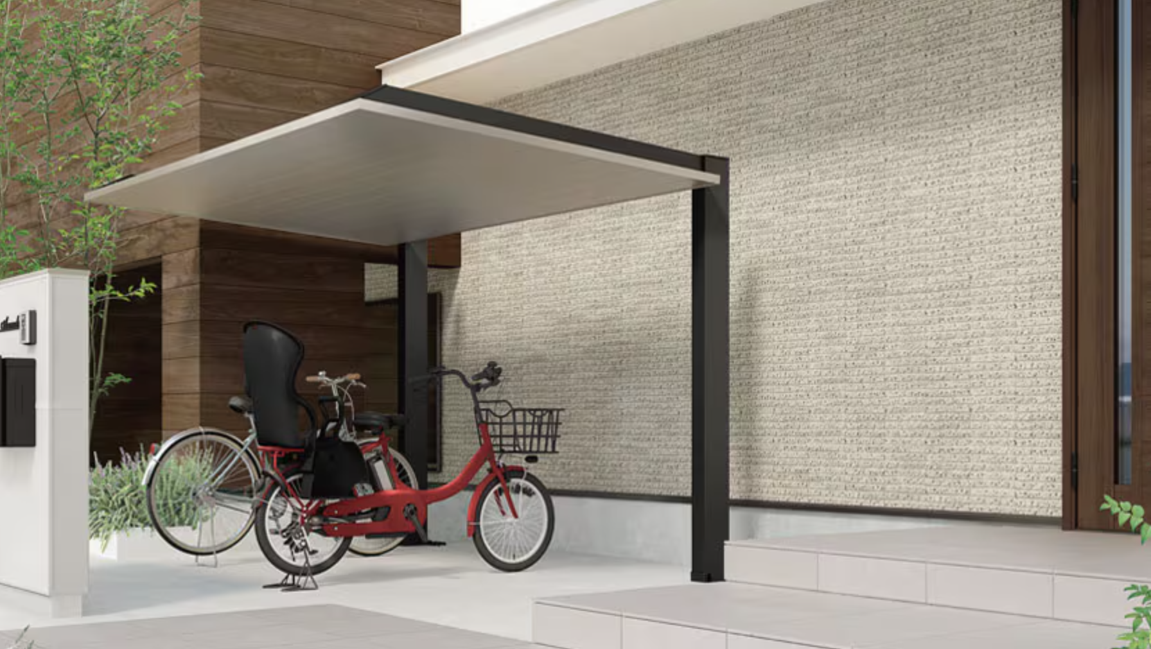 LIXIL　カーポート　外構　モダン　 おしゃれ　エクステリア　愛知・名古屋の外構専門店パートナーホームのエクステリア　製品一覧　カーポートSC　ミニ（駐輪場）|パートナーホーム