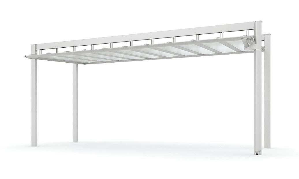 LIXIL　カーポート　外構　モダン　 おしゃれ　エクステリア　愛知・名古屋の外構専門店パートナーホームのエクステリア　製品一覧　アーキフィールド　ガーデンルーフ　ナチュラルシルバー 57-30型 天井なし|パートナーホーム