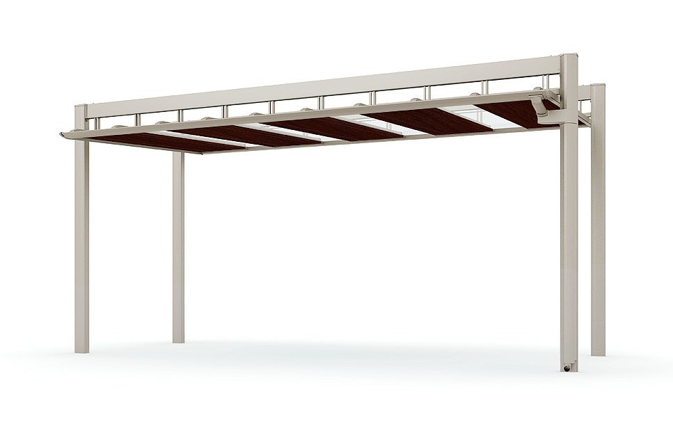 LIXIL　カーポート　外構　モダン　 おしゃれ　エクステリア　愛知・名古屋の外構専門店パートナーホームのエクステリア　製品一覧　アーキフィールド　ガーデンルーフ　シャイングレー＋クリエダーク 52-30型 ゼブラ5スパン＋標準4スパン仕様|パートナーホーム