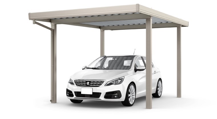 LIXIL　カーポート　外構　モダン　 おしゃれ　エクステリア　愛知・名古屋の外構専門店パートナーホームのエクステリア　製品一覧　カーポートSW　1台用　30-55型 シャイングレー|パートナーホーム