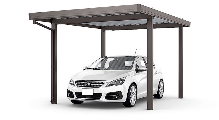 LIXIL　カーポート　外構　モダン　 おしゃれ　エクステリア　愛知・名古屋の外構専門店パートナーホームのエクステリア　製品一覧　カーポートSW　1台用　30‐55型 オータムブラウン|パートナーホーム