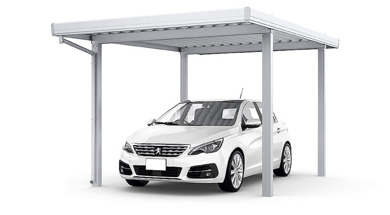 LIXIL　カーポート　外構　モダン　 おしゃれ　エクステリア　愛知・名古屋の外構専門店パートナーホームのエクステリア　製品一覧　カーポートSW　1台用　30-55型 ナチュラルシルバー|パートナーホーム