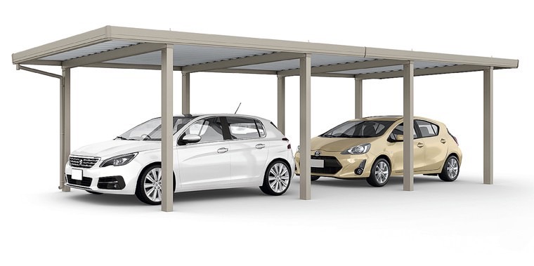 LIXIL　カーポート　外構　モダン　 おしゃれ　エクステリア　愛知・名古屋の外構専門店パートナーホームのエクステリア　製品一覧　カーポートSW　2台用　30-55・55型 シャイングレー|パートナーホーム