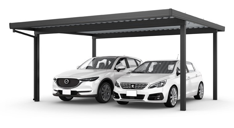 LIXIL　カーポート　外構　モダン　 おしゃれ　エクステリア　愛知・名古屋の外構専門店パートナーホームのエクステリア　製品一覧　カーポートSW　2台用　55-55型 ブラック|パートナーホーム