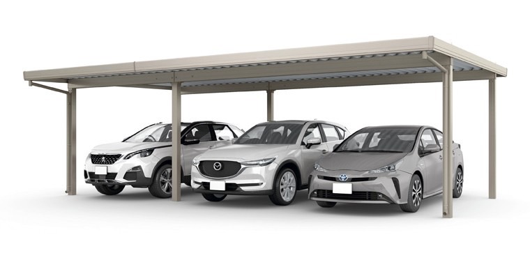 LIXIL　カーポート　外構　モダン　 おしゃれ　エクステリア　愛知・名古屋の外構専門店パートナーホームのエクステリア　製品一覧　カーポートSW　900　3台用30・55-55型 シャイングレー|パートナーホーム