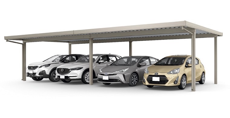 LIXIL　カーポート　外構　モダン　 おしゃれ　エクステリア　愛知・名古屋の外構専門店パートナーホームのエクステリア　製品一覧　カーポートSW　900　4台用　55・55-55型 シャイングレー|パートナーホーム